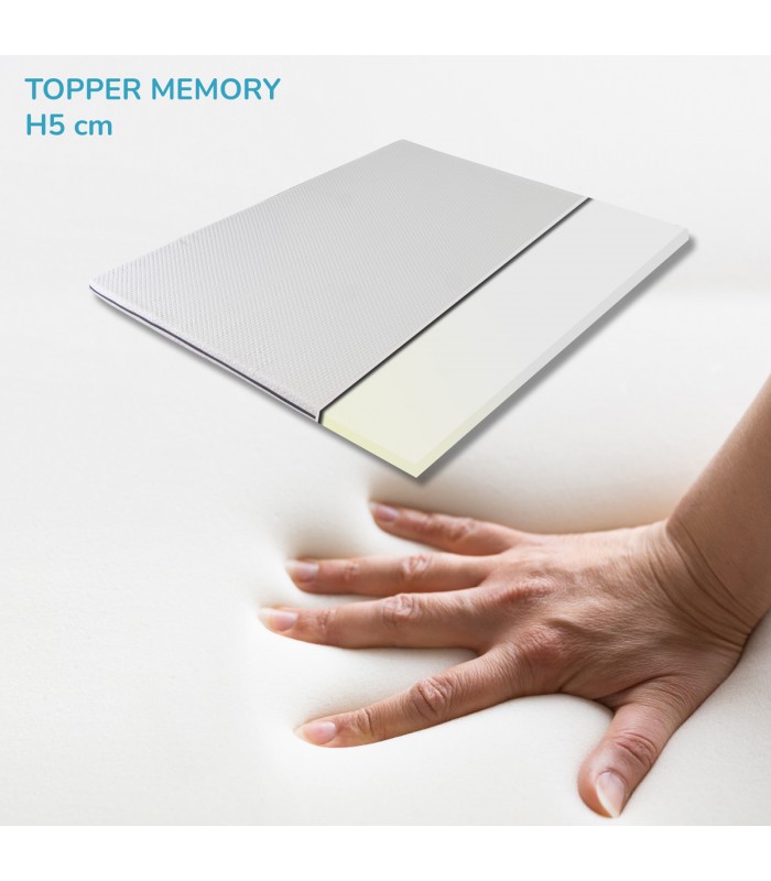 Topper memory foam sfoderabile. Altezza 5 cm