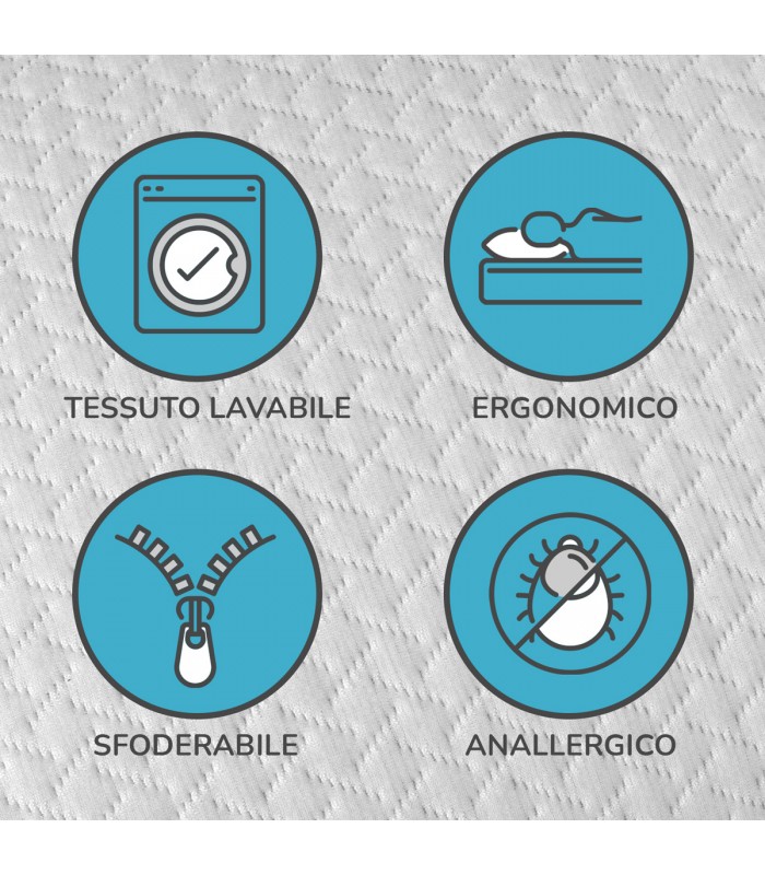 Guanciale per cervicale in Air memory foam con tessuto sfoderabile anallergico. Misure 38x69 Cm H10 e H12